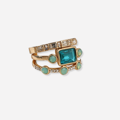 Vellora Elegant Vintage Blauw Kristallen Ring Set