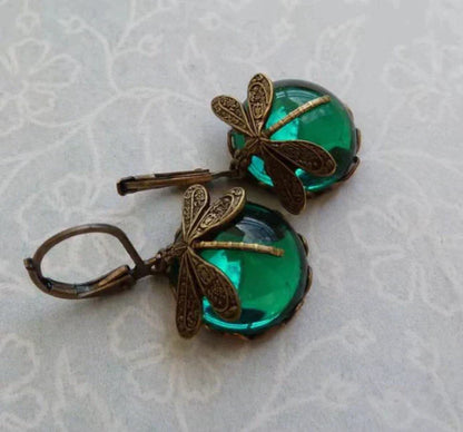 Elegante Libelle Oorbellen in Antiek Goud