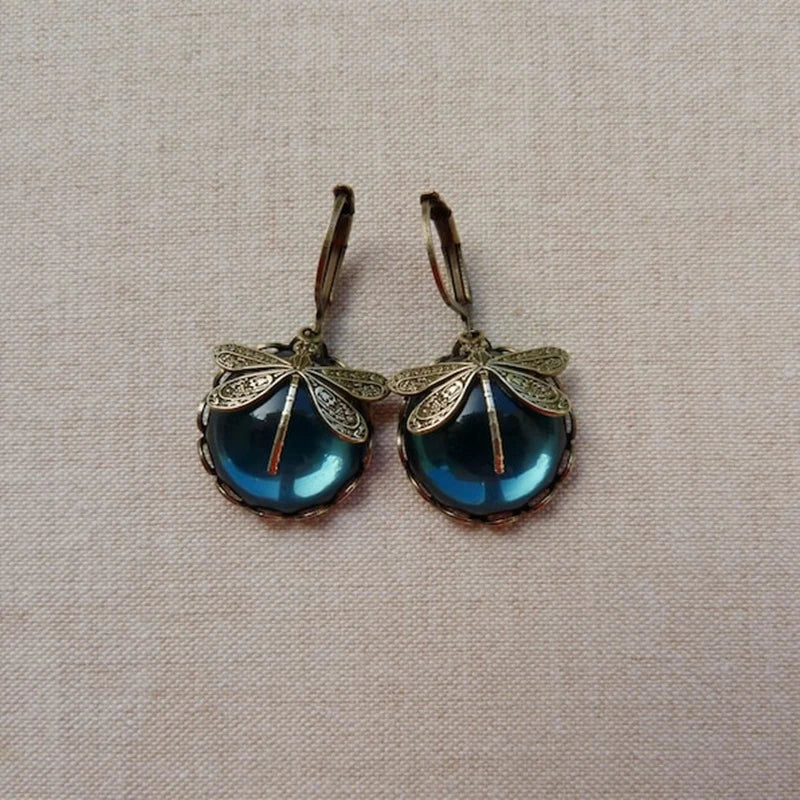 Elegante Libelle Oorbellen in Antiek Goud