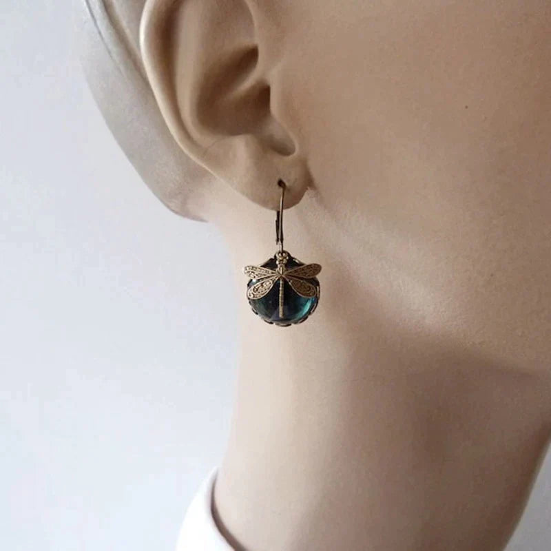 Elegante Libelle Oorbellen in Antiek Goud
