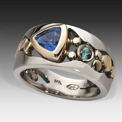 Sienna Vintage Blauw Kristallen Ring - Een Tijdloze Pracht!